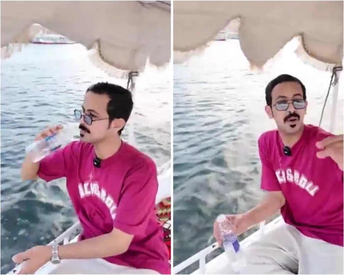 فيديو صادم لما حدث لمواطن سعودي شرب بيده من ماء النيل مباشرة 